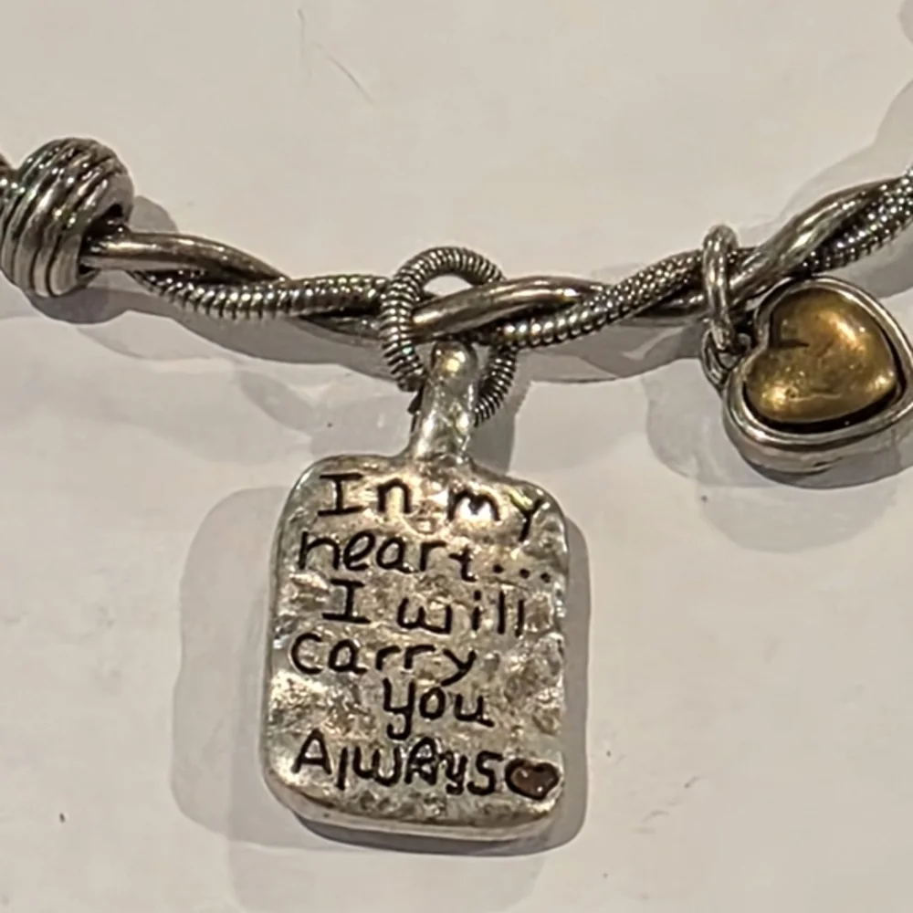 Brighton In My‎ Heart I Will Carry You Always Silver Gold Plated Charm Bracelet